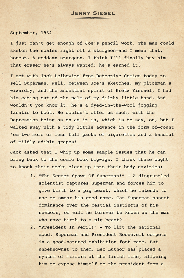 Illustration for article titled An American Myth: Jerry Siegel And Joe Shusterâs Original Notes For Superman Are A Must-Read